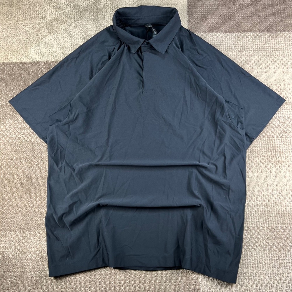 Lululemon Mens Evolution Polo Shirt Black Size L LM3DIYS Short Sleeve Tee